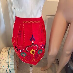 Vintage Embroidered Red Skirt new old stock